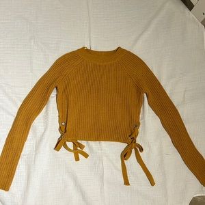 Knitted Mustard Yellow Crop Sweater